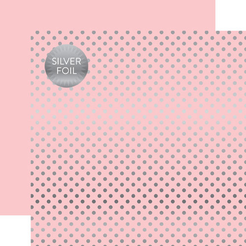 Echo Park - Dots and Stripes Collection - Silver Foil - 12 x 12 Double Sided Paper with Foil Accents - Light Pink