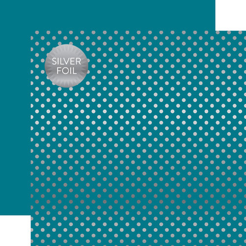 Echo Park - Dots and Stripes Collection - Silver Foil - 12 x 12 Double Sided Paper with Foil Accents - Blue