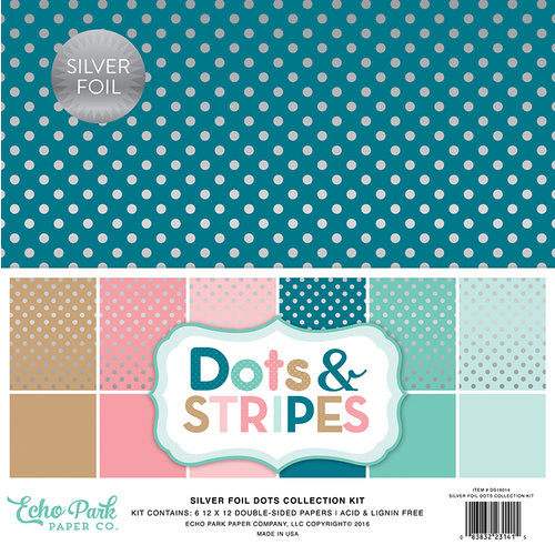 Echo Park - Dots and Stripes Collection - Silver Foil - 12 x 12 Collection Kit