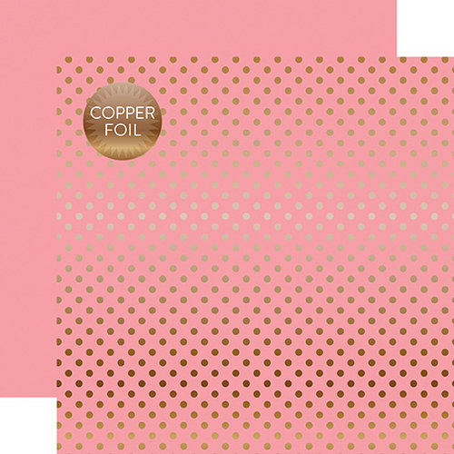 Echo Park - Dots and Stripes Collection - Copper Foil - 12 x 12 Double Sided Paper with Foil Accents - Pink