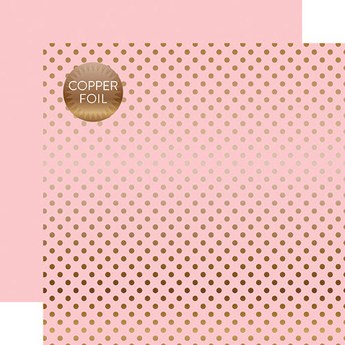 Echo Park - Dots and Stripes Collection - Copper Foil - 12 x 12 Double Sided Paper with Foil Accents - Light Pink