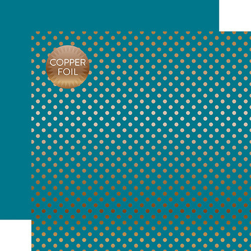 Echo Park - Dots and Stripes Collection - Copper Foil - 12 x 12 Double Sided Paper with Foil Accents - Blue