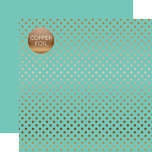 Echo Park - Dots and Stripes Collection - Copper Foil - 12 x 12 Double Sided Paper with Foil Accents - Mint