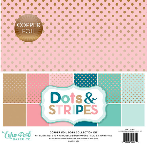 Echo Park - Dots and Stripes Collection - Copper Foil - 12 x 12 Collection Kit