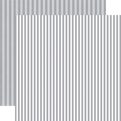 Echo Park - Dots and Stripes Collection - Winter - 12 x 12 Double Sided Paper - Silver Chill Stripe