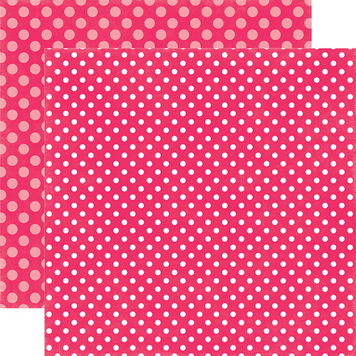 Echo Park - Dots and Stripes Collection - Valentines - 12 x 12 Double Sided Paper - Pink Punch Dot