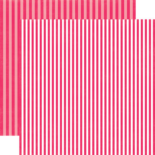 Echo Park - Dots and Stripes Collection - Valentines - 12 x 12 Double Sided Paper - Pink Punch Stripe