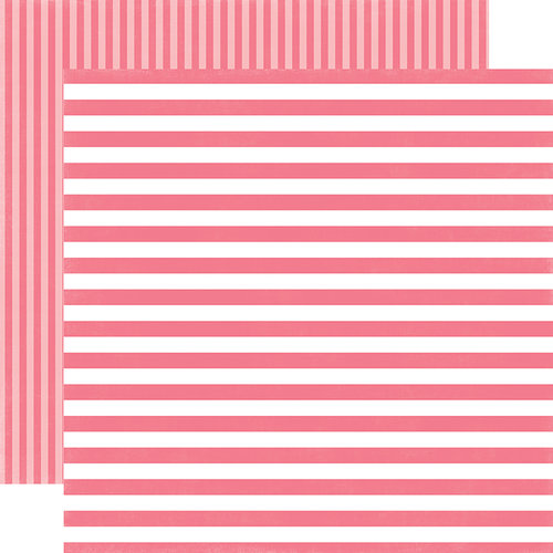 Echo Park - Dots and Stripes Collection - Little Girl - 12 x 12 Double Sided Paper - Lipstick Stripe
