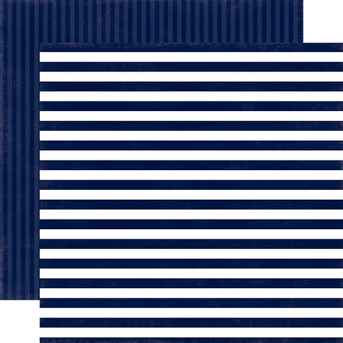 Echo Park - Dots and Stripes Collection - Little Boy - 12 x 12 Double Sided Paper - Blue Denim Stripe