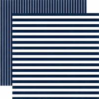 Echo Park - Dots and Stripes Collection - Summer - 12 x 12 Double Sided Paper - Nautical Navy Stripe