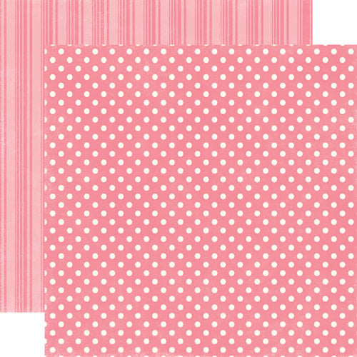 Echo Park - Candy Shoppe Dots and Stripes Collection - 12 x 12 Double Sided Paper - Bubblegum Small Dot
