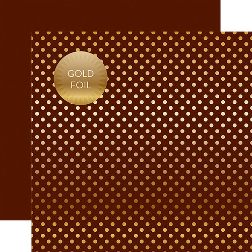 Echo Park - Dots and Stripes Collection - Autumn Gold Foil Dots - 12 x 12 Double Sided Paper with Foil Accents - Brown