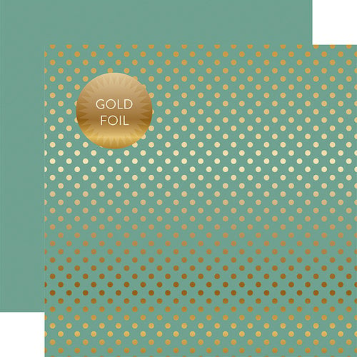 Echo Park - Dots and Stripes Collection - Autumn Gold Foil Dots - 12 x 12 Double Sided Paper with Foil Accents - Teal