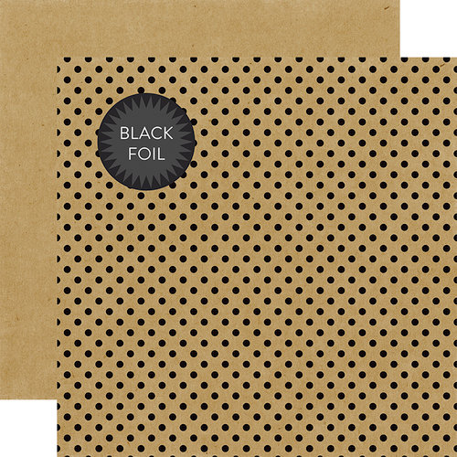 Echo Park - Dots and Stripes Collection - Black Foil Dots - 12 x 12 Double Sided Paper with Foil Accents - Kraft