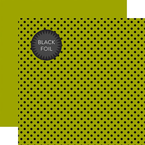 Echo Park - Dots and Stripes Collection - Black Foil Dots - 12 x 12 Double Sided Paper with Foil Accents - Green