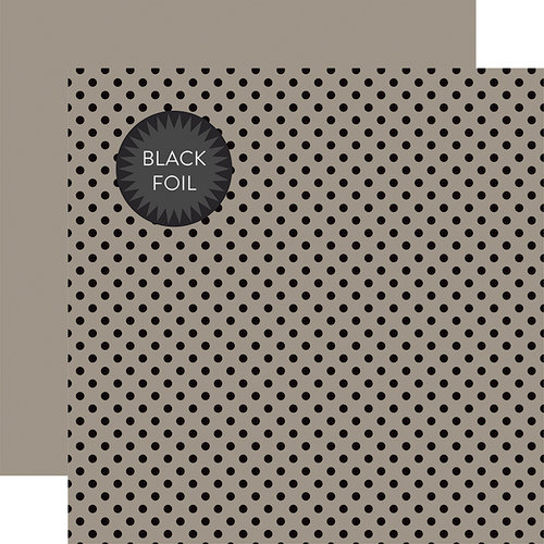 Echo Park - Dots and Stripes Collection - Black Foil Dots - 12 x 12 Double Sided Paper with Foil Accents - Gray