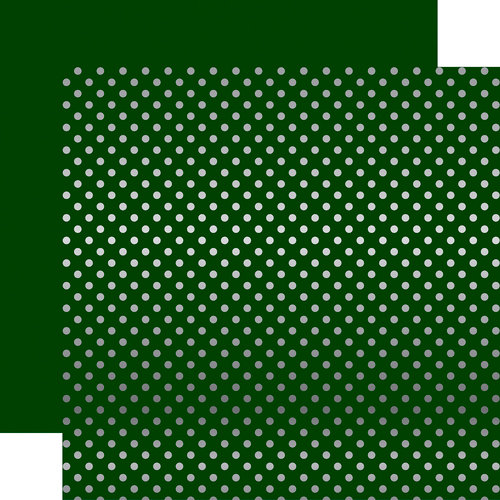 Echo Park - Dots and Stripes Collection - Christmas - Silver Foil Dots - 12 x 12 Double Sided Paper - Dark Green