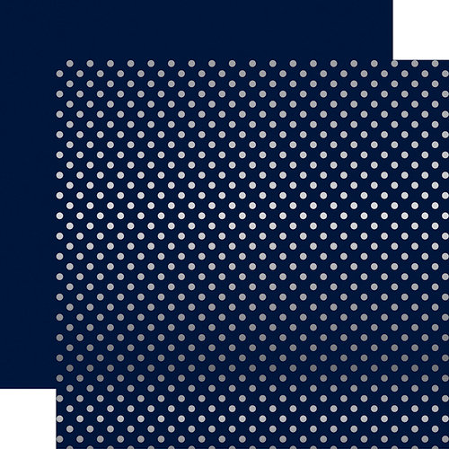 Echo Park - Dots and Stripes Collection - Winter -12 x 12 Double Sided Paper with Foil Accents - Navy