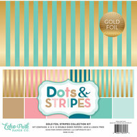 Echo Park - Dots and Stripes Collection - Gold Foil Stripe - 12 x 12 Collection Kit