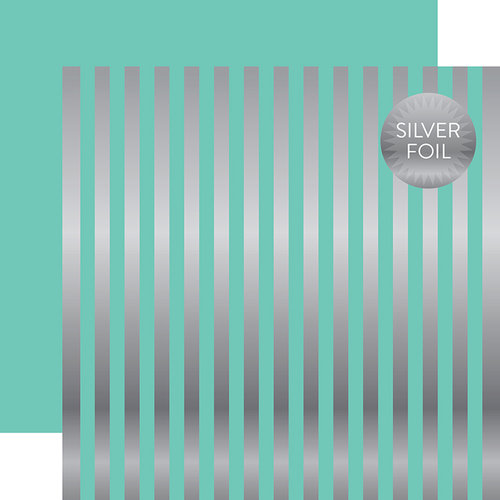 Echo Park - Dots and Stripes Collection - Silver Foil Stripe - 12 x 12 Double Sided Paper - Mint