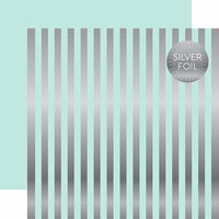 Echo Park - Dots and Stripes Collection - Silver Foil Stripe - 12 x 12 Double Sided Paper - Light Mint