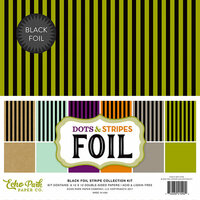 Echo Park - Dots and Stripes Collection - Black Foil Stripe - Halloween - 12 x 12 Collection Kit