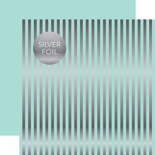 Echo Park - Dots and Stripes Collection - Silver Foil Stripe - 12 x 12 Double Sided Paper - Arctic