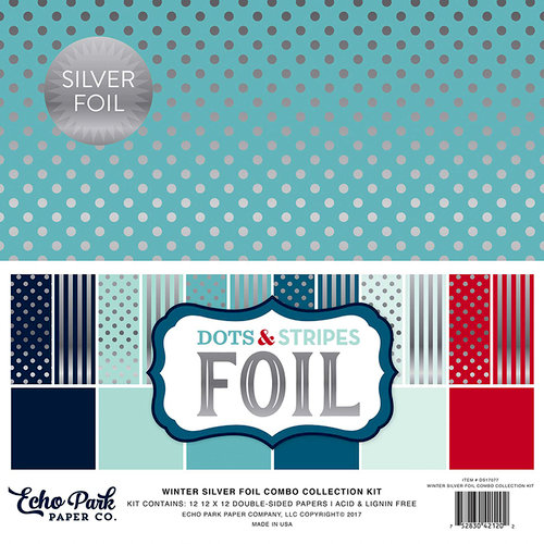 Echo Park - Dots and Stripes Collection - Silver Foil Combo - 12 x 12 Collection Kit