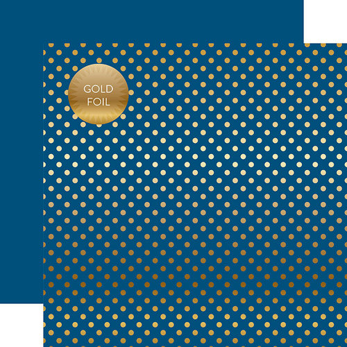 Echo Park - Dots and Stripes Collection - Spring Gold Foil Dots - 12 x 12 Double Sided Paper - Bluejay