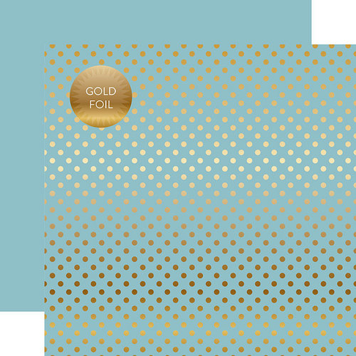 Echo Park - Dots and Stripes Collection - Spring Gold Foil Dots - 12 x 12 Double Sided Paper - Bluebell
