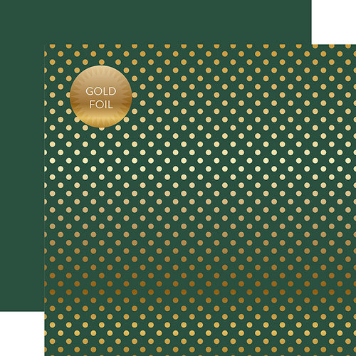 Echo Park - Dots and Stripes Collection - Spring Gold Foil Dots - 12 x 12 Double Sided Paper - Mallard
