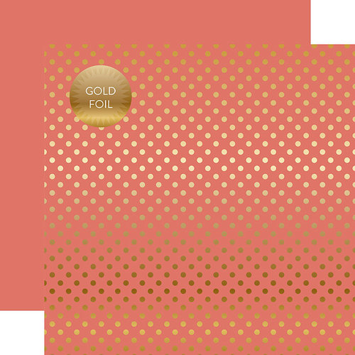 Echo Park - Dots and Stripes Collection - Spring Gold Foil Dots - 12 x 12 Double Sided Paper - Peony