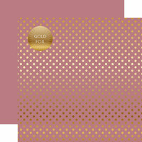 Echo Park - Dots and Stripes Collection - Spring Gold Foil Dots - 12 x 12 Double Sided Paper - Mauve