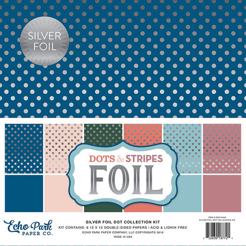 Echo Park - Dots and Stripes Collection - Spring Silver Foil Dots - 12 x 12 Collection Kit