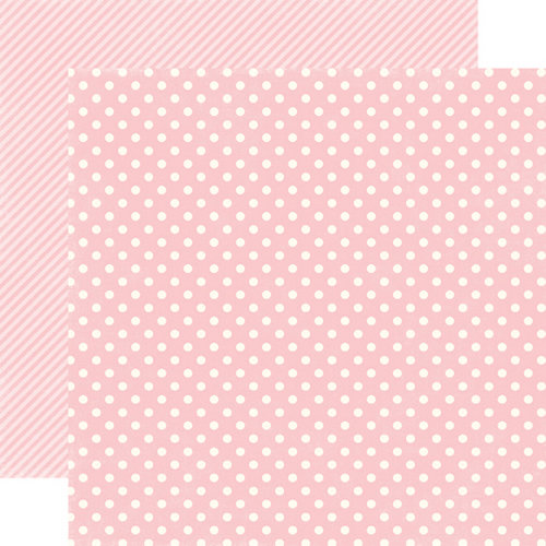 Echo Park - Homefront Dots and Stripes Collection - 12 x 12 Double Sided Paper - Peony Small Dot
