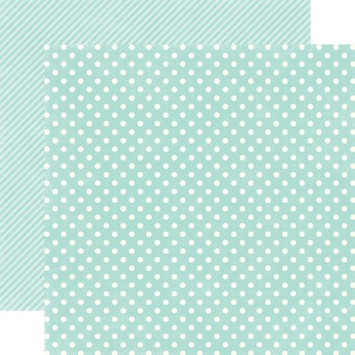 Echo Park - Homefront Dots and Stripes Collection - 12 x 12 Double Sided Paper - Robin's Egg Small Dot