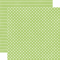 Echo Park - Neapolitan Dots and Stripes Collection - 12 x 12 Double Sided Paper - Lime Sherbet Small Dot