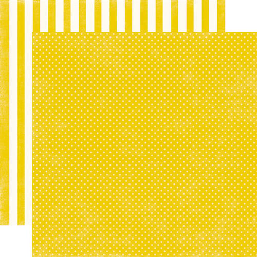 Echo Park - Soda Fountain Dots and Stripes Collection - 12 x 12 Double Sided Paper - Banana Tiny Dot
