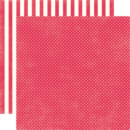 Echo Park - Soda Fountain Dots and Stripes Collection - 12 x 12 Double Sided Paper - Strawberry Tiny Dot