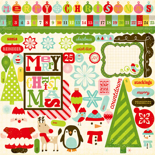 Echo Park - Everybody Loves Christmas Collection - 12 x 12 Cardstock Stickers - Element, CLEARANCE