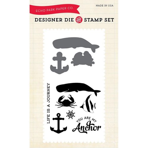 Echo Park - Summer Collection - Designer Die and Clear Acrylic Stamp Set - Down by the Sea