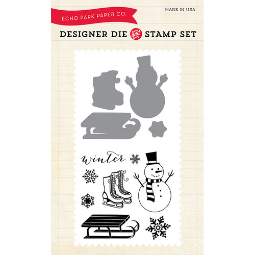 Echo Park - Winter - Designer Die and Clear Acrylic Stamp Set - Snow Day