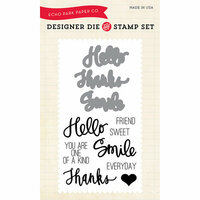 Echo Park - Sentiments - Designer Die and Clear Acrylic Stamp Set - Everyday Sentiments