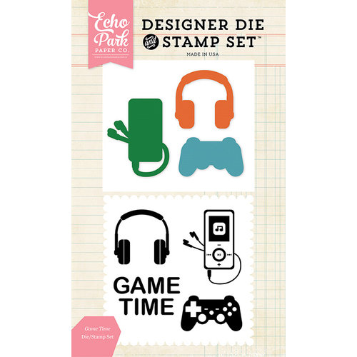 Echo Park - Designer Die and Clear Acrylic Stamp Set - Game Time