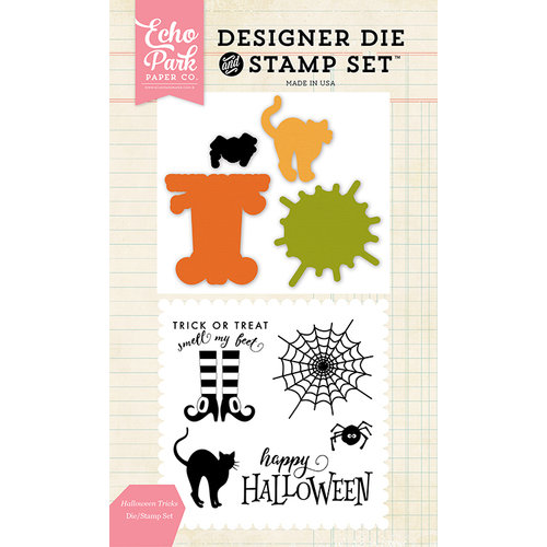 Echo Park - Halloween - Designer Die and Clear Acrylic Stamp Set - Halloween Tricks