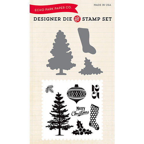 Echo Park - Christmas - Designer Die and Clear Acrylic Stamp Set - Tis the Season