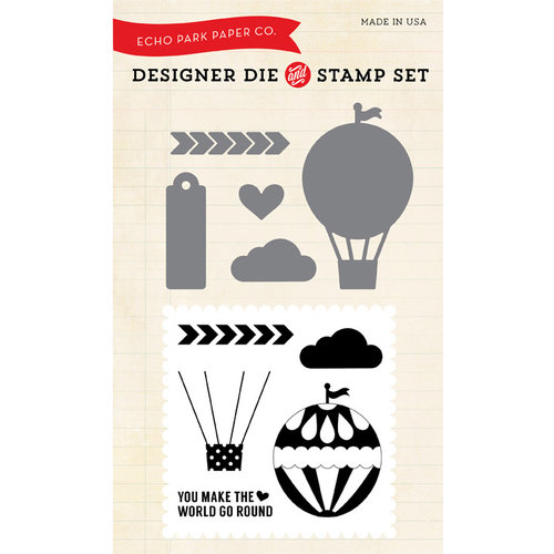 Echo Park - We Are Family Collection - Designer Die and Clear Acrylic Stamp Set - Hot Air Balloon