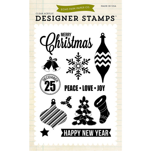 Echo Park - Christmas - Clear Acrylic Stamps - Peace Love Joy
