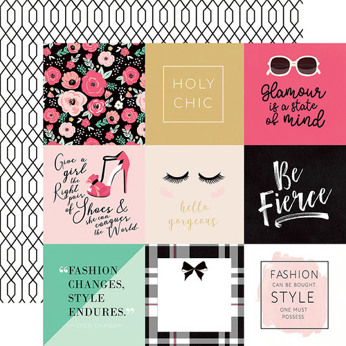Echo Park - Fashionista Collection - 12 x 12 Double Sided Paper - 4 x 4 Journaling Cards