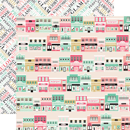 Echo Park - Fashionista Collection - 12 x 12 Double Sided Paper - Main Street Shopping